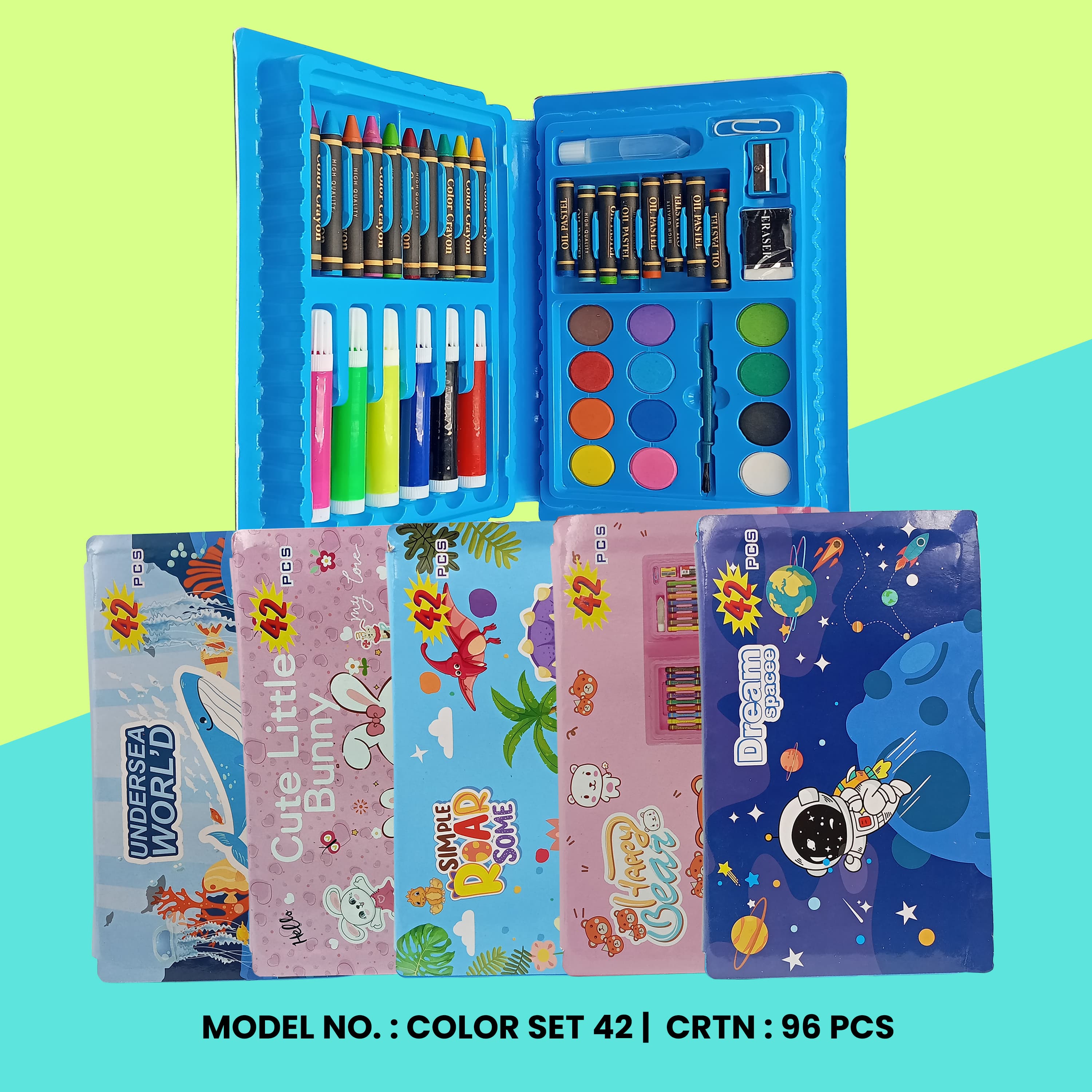 STATIONERY SET-42 COLOUR SET
